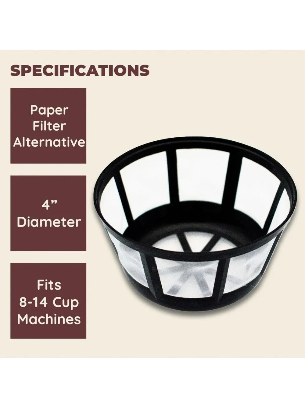 Reusable Coffee Filter For Mr. Coffee Black&Decker Regal Procter Silex 8-14 Cups